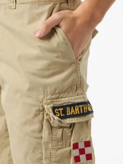 Beigefarbene Cargo-Shorts für Herren aus Baumwolle