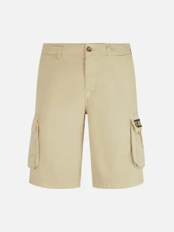 Beigefarbene Cargo-Shorts für Herren aus Baumwolle