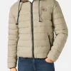 Beigefarbene Herren-Daunenjacke mit doppeltem Gesicht