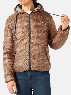 Beigefarbene Herren-Daunenjacke mit doppeltem Gesicht