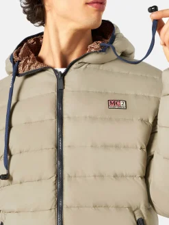 Beigefarbene Herren-Daunenjacke mit doppeltem Gesicht