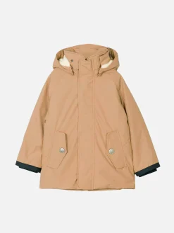 Beigefarbene Voyager Jr Parkajacke für Jungen mit Kapuze