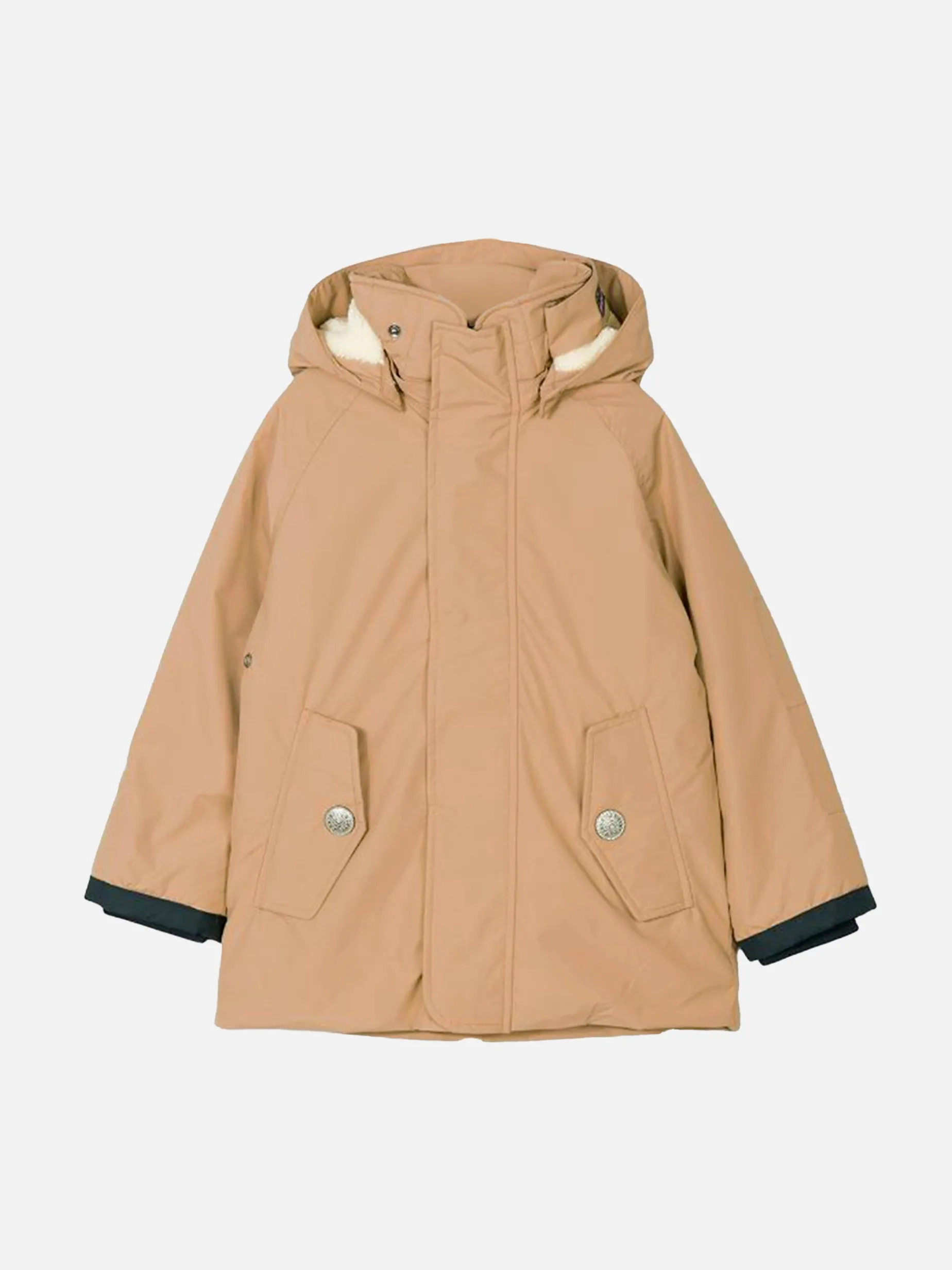 Beigefarbene Voyager Jr Parkajacke für Jungen mit Kapuze