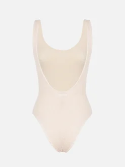 Beigefarbener Crinkle-Badeanzug für Damen Lora