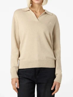 Beigefarbener Damenpullover Eze mit Polokragen