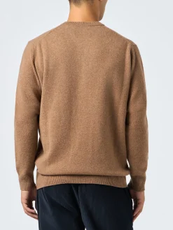 Beigefarbener Herrenpullover mit Rundhalsausschnitt und St. Barth-Stickerei