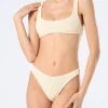 Beigefarbener klassischer Crinkle-Bralette-Bikini für Damen Naima Elise