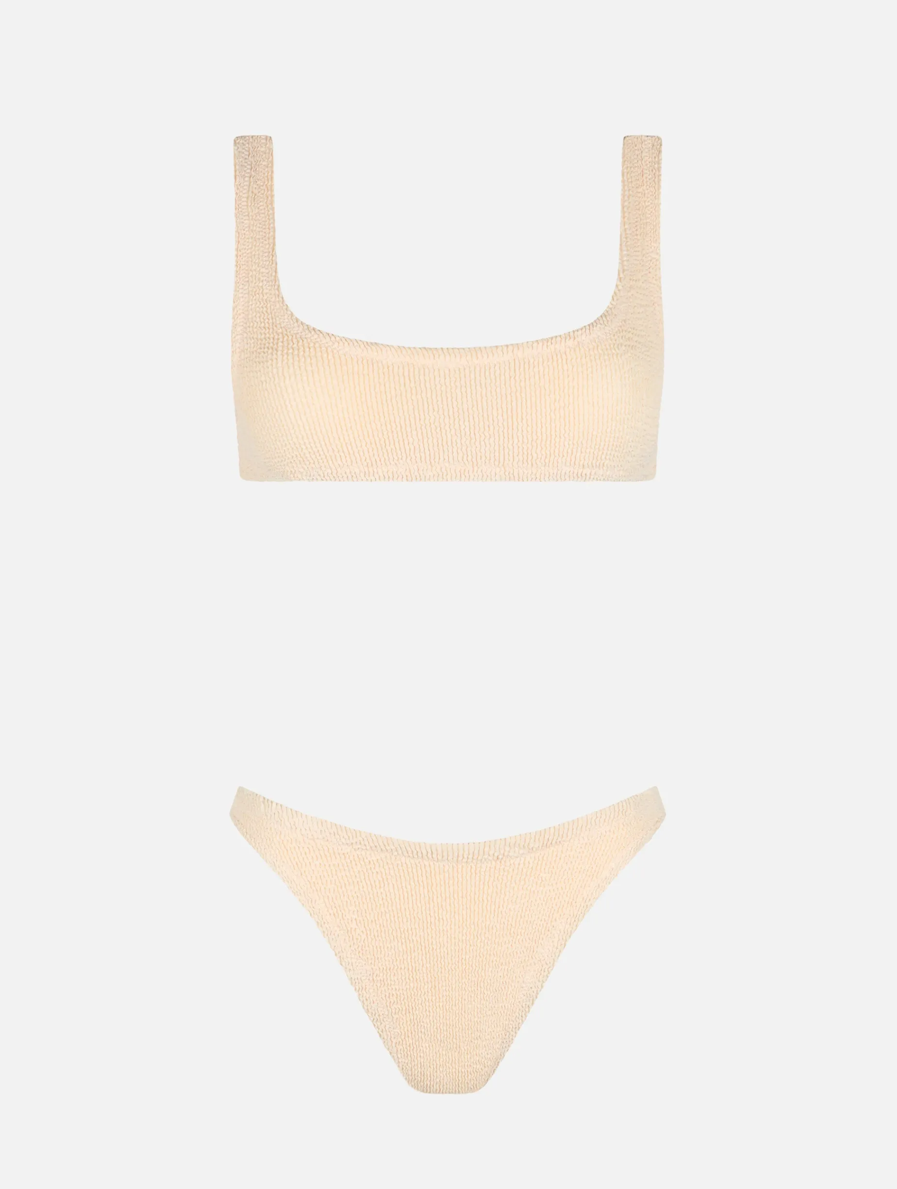 Beigefarbener klassischer Crinkle-Bralette-Bikini für Damen Naima Elise