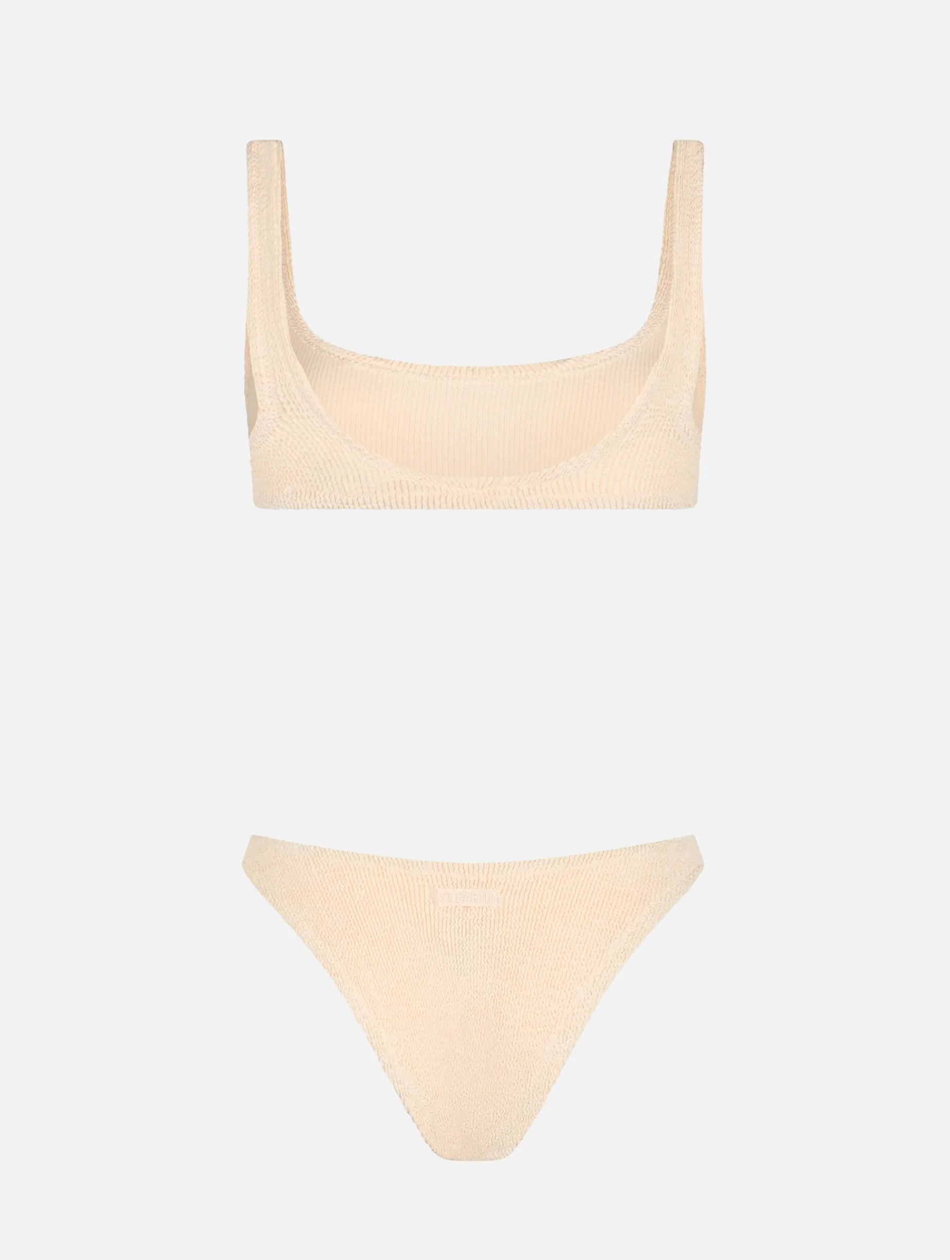 Beigefarbener klassischer Crinkle-Bralette-Bikini für Damen Naima Elise