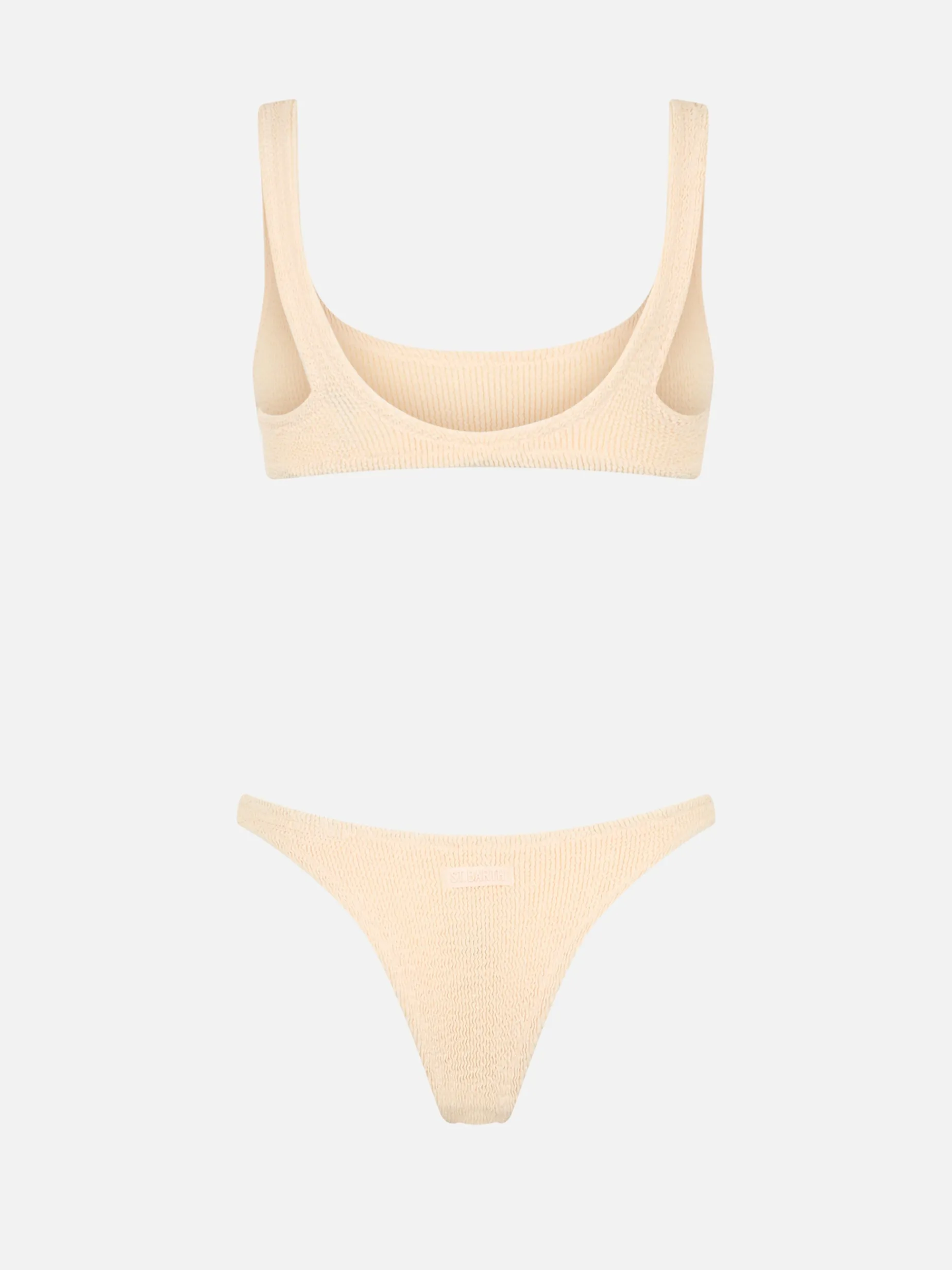 Beigefarbener klassischer Crinkle-Bralette-Bikini für Damen Naima Naomi