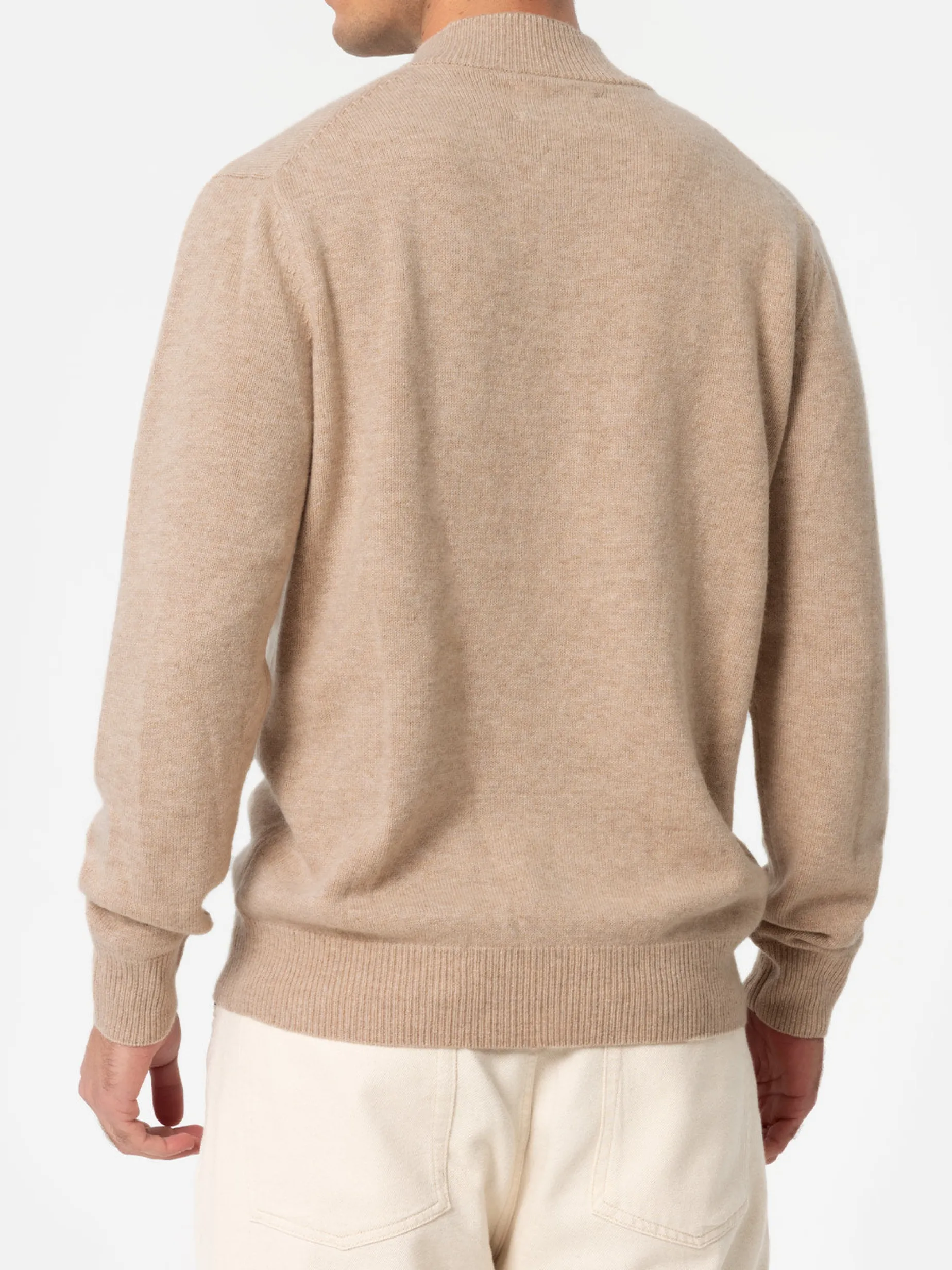 Beigefarbener Polopullover Dorian aus Kaschmirmischung für Herren