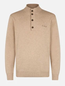 Beigefarbener Polopullover Dorian aus Kaschmirmischung für Herren