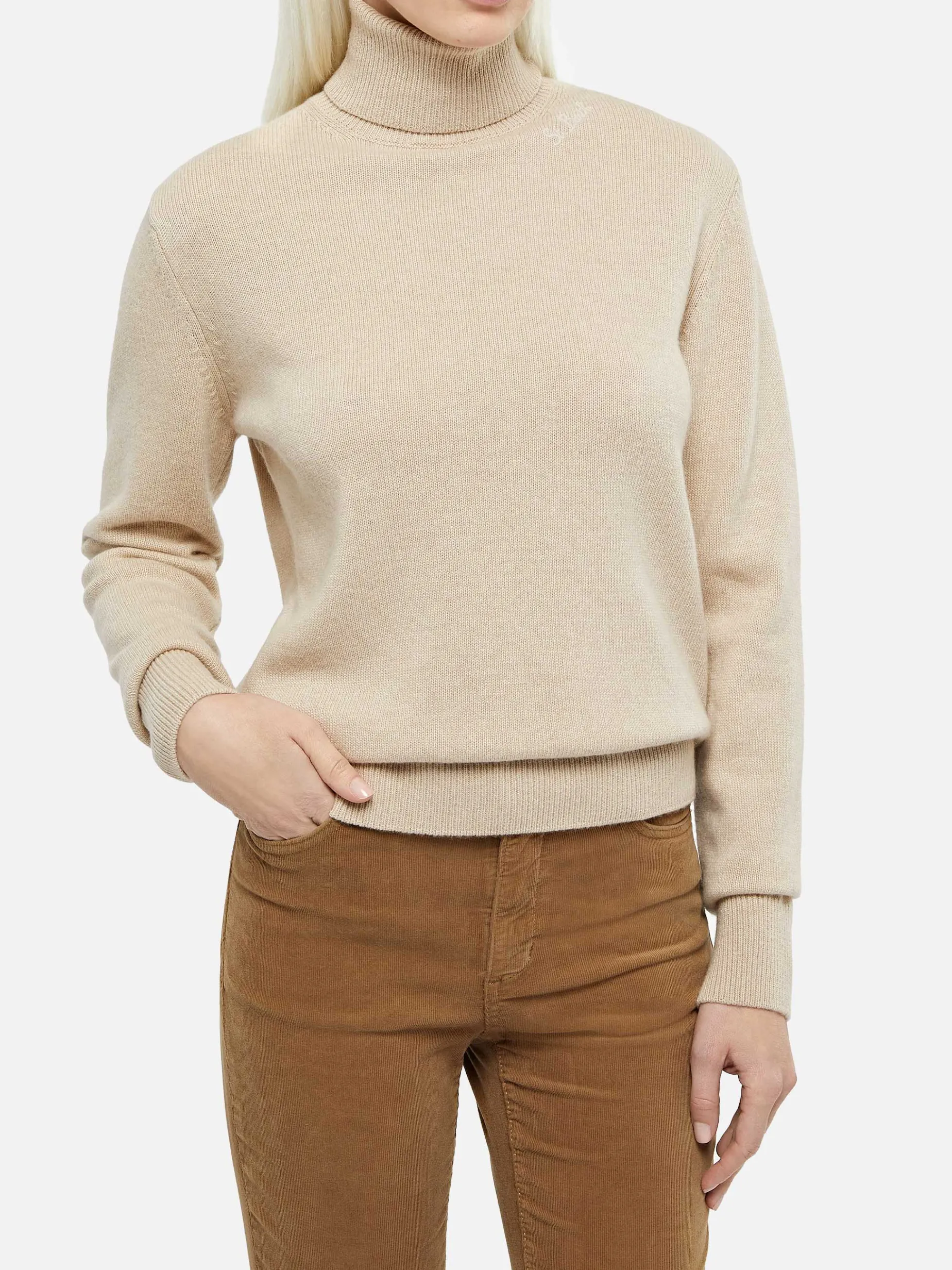 Beigefarbener Pullover aus Kaschmirmischung für Damen Moody