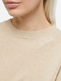 Beigefarbener Pullover Sorbonne aus Kaschmirmischung für Damen