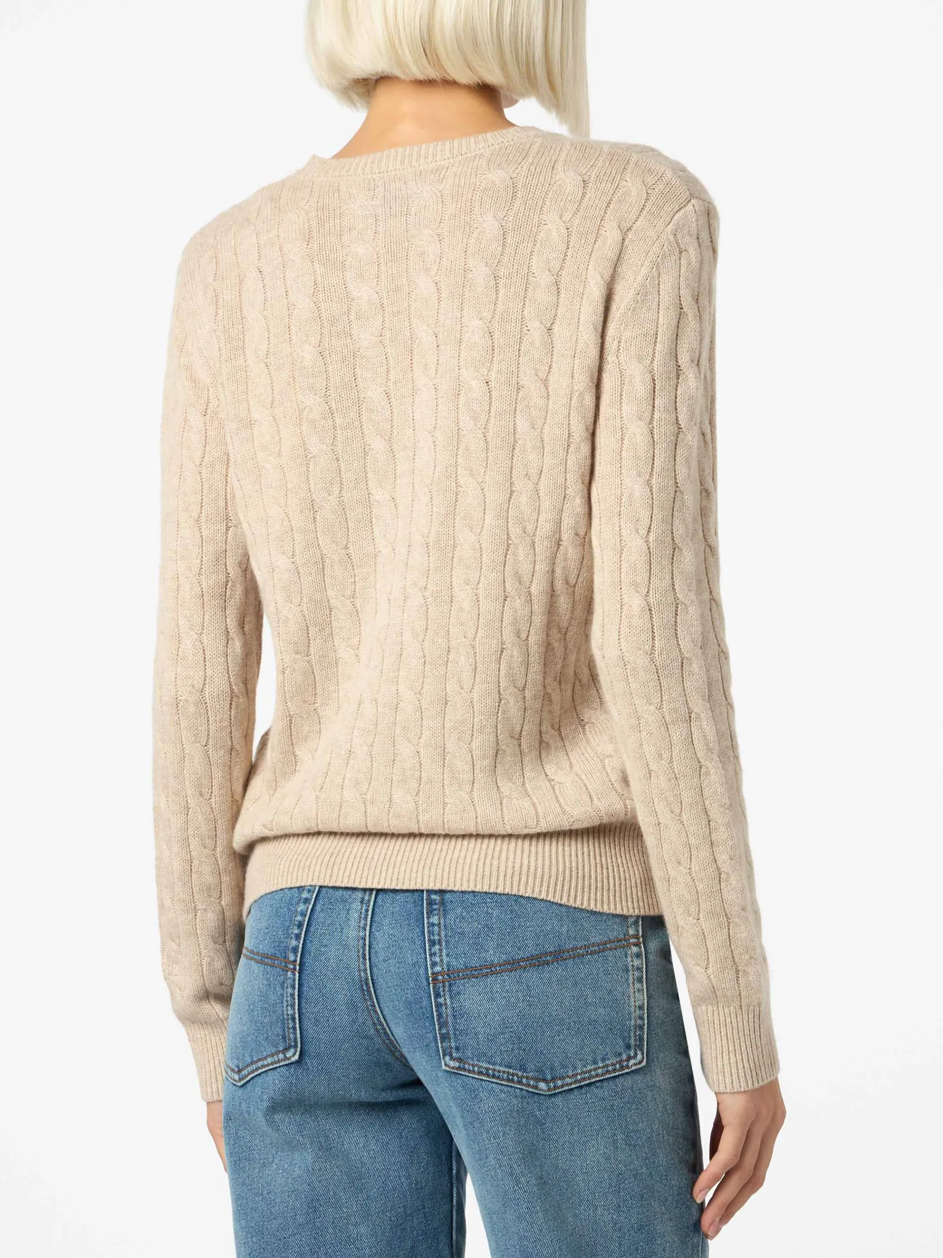 Beigefarbener Pullover Sorbonne aus Kaschmirmischung für Damen