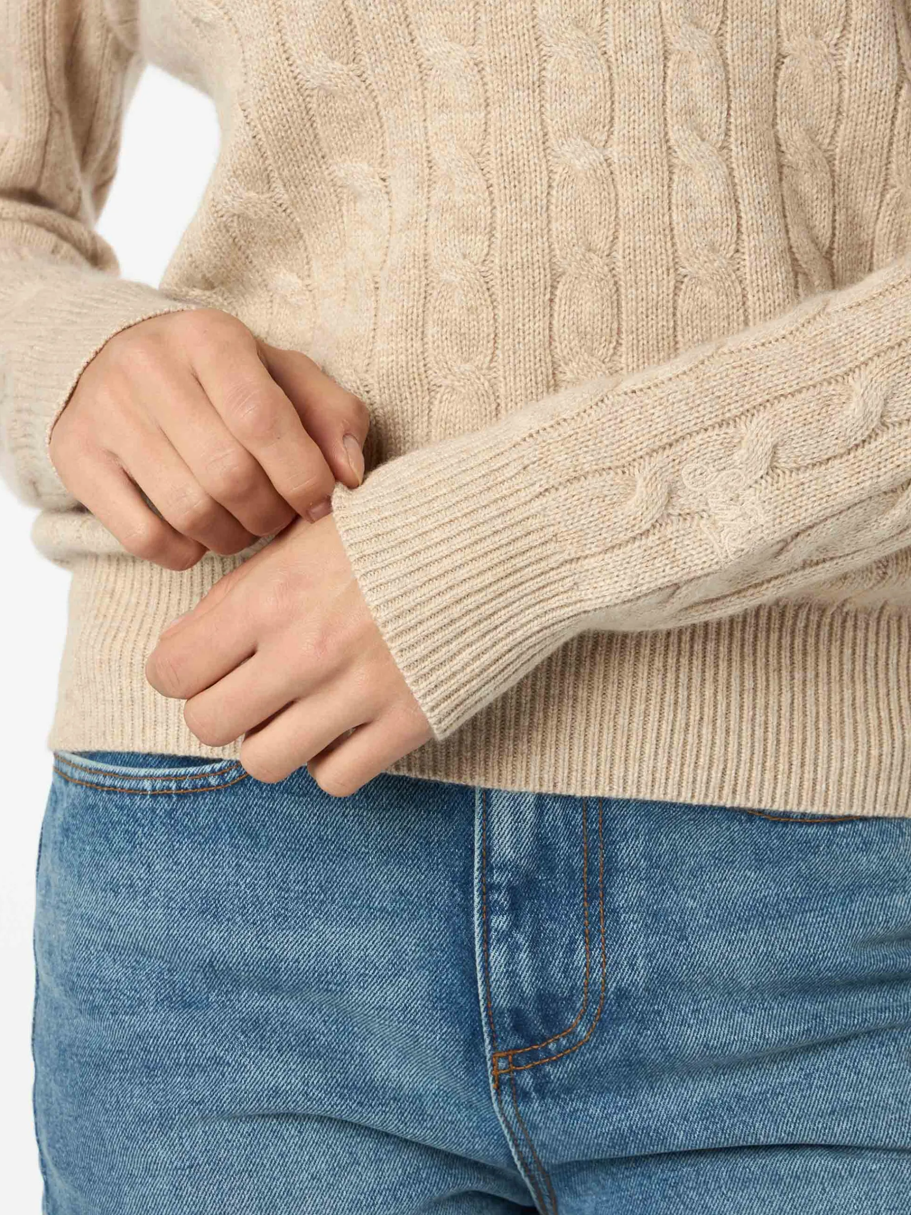 Beigefarbener Pullover Sorbonne aus Kaschmirmischung für Damen