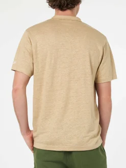 Beigefarbenes Herren-Leinen-Poloshirt Fraser