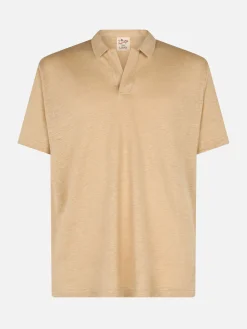 Beigefarbenes Herren-Leinen-Poloshirt Fraser