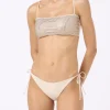 Beiger Bandeau-Bikini Athena Virgo für Damen mit Strasssteinen