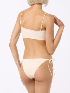 Beiger Bandeau-Bikini Athena Virgo für Damen mit Strasssteinen