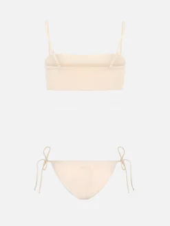 Beiger Bandeau-Bikini Athena Virgo für Damen mit Strasssteinen