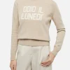 Beiger Damenpullover New Queen mit Odio il Lunedì-Aufdruck