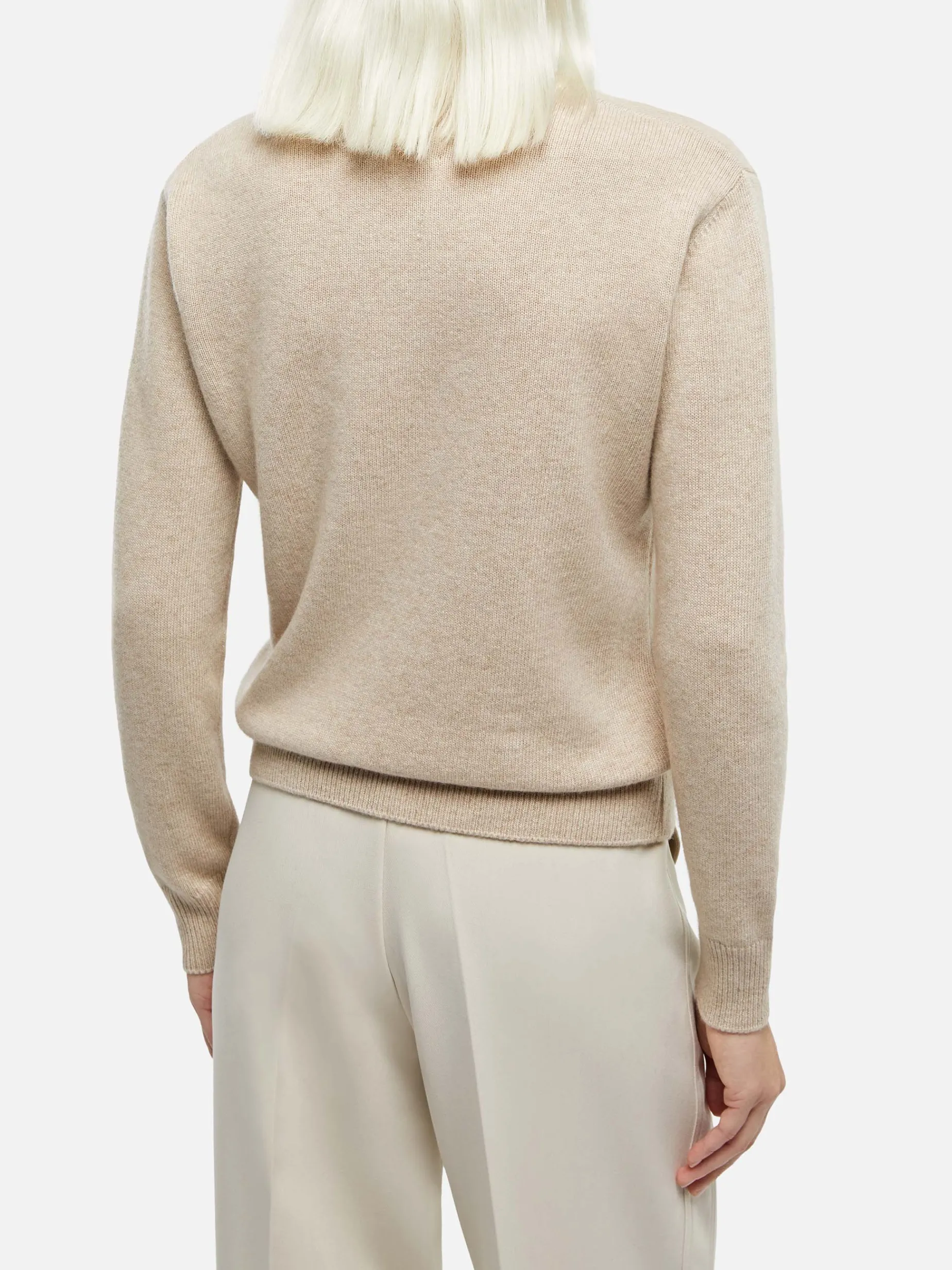 Beiger Damenpullover New Queen mit Odio il Lunedì-Aufdruck
