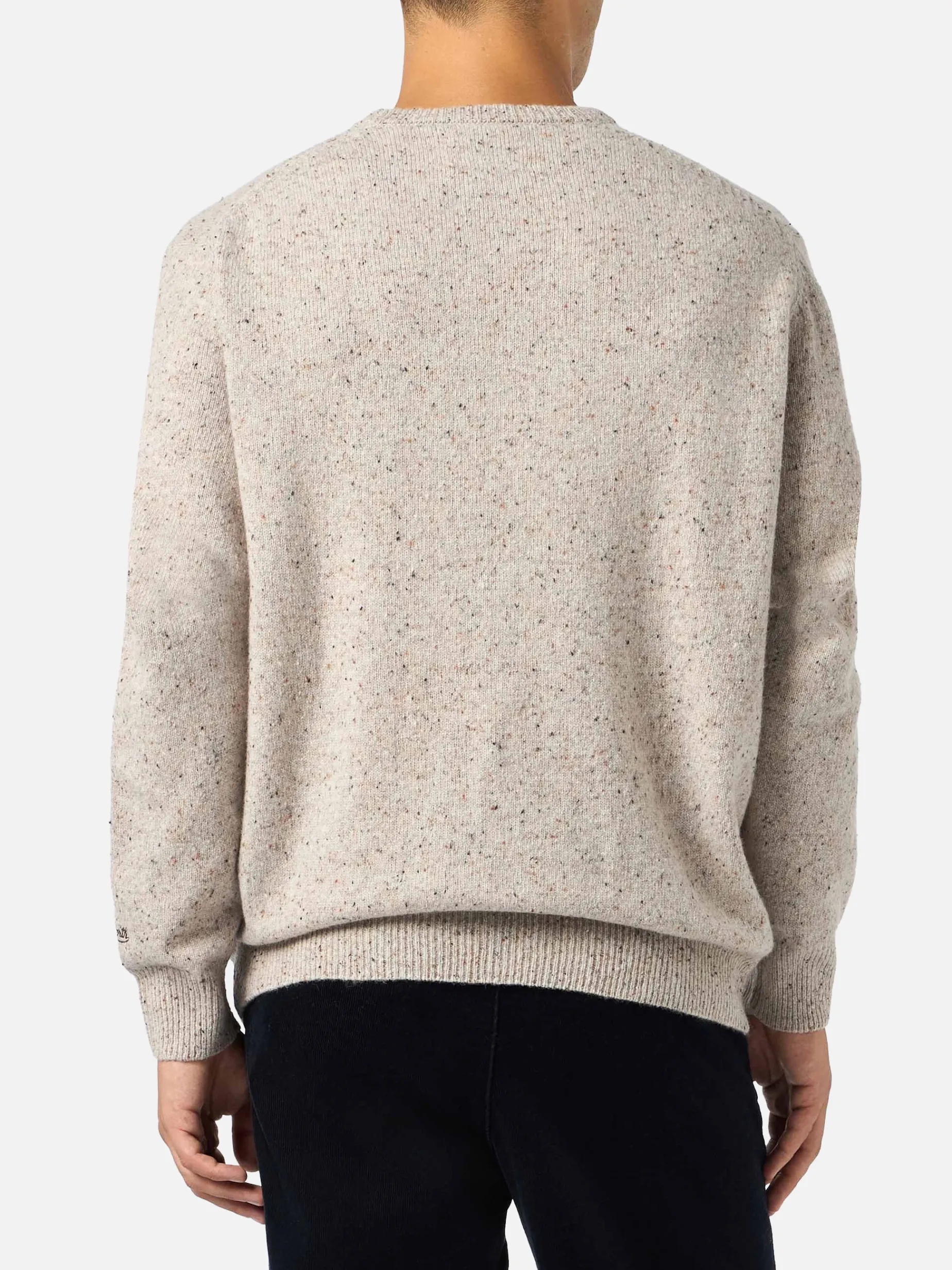 Beiger Herrenpullover Heron mit Moritz Polo-Stickerei