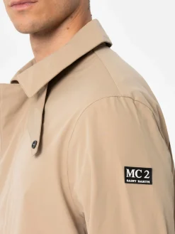 Beiger Trenchcoat Elbert aus Stretchgewebe mit Paspel