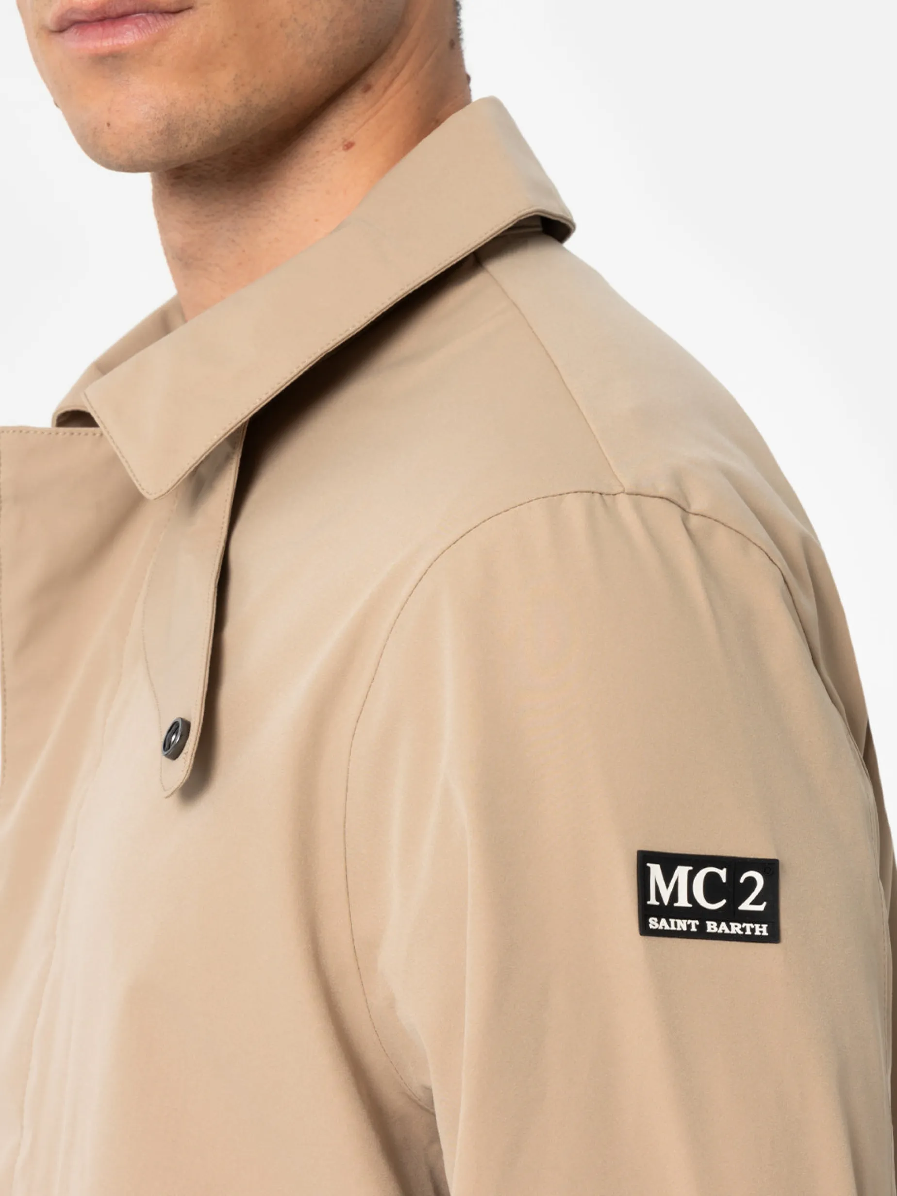 Beiger Trenchcoat Elbert aus Stretchgewebe mit Paspel