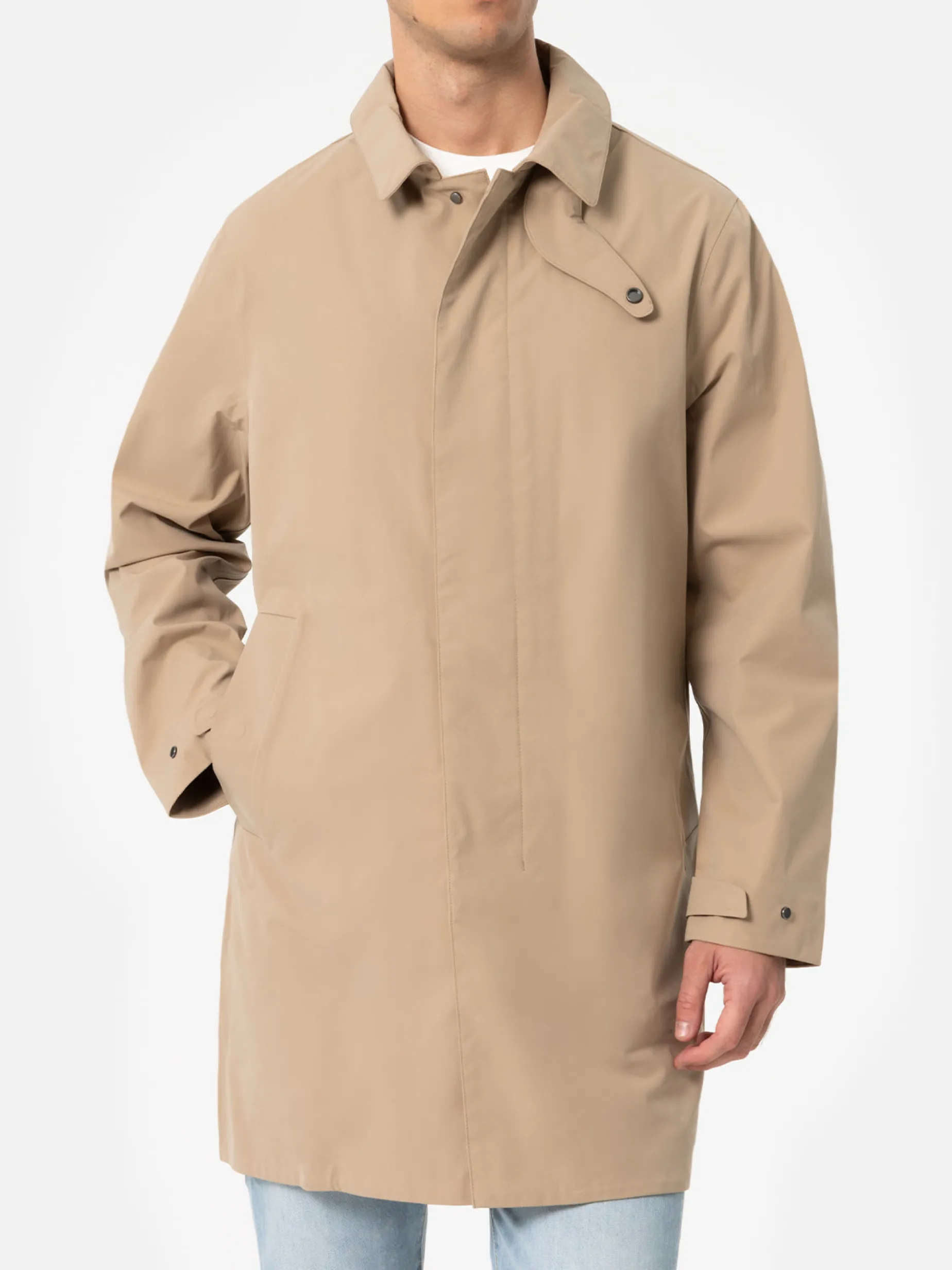 Beiger Trenchcoat Elbert aus Stretchgewebe mit Paspel