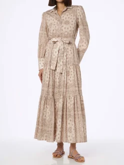 Beiges Bandanna-Kleid aus Baumwolle für Damen von Jensen