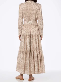 Beiges Bandanna-Kleid aus Baumwolle für Damen von Jensen