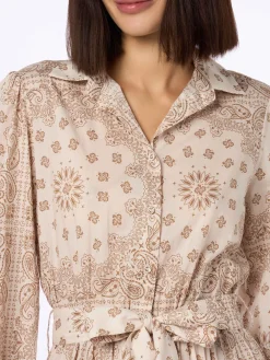 Beiges Bandanna-Kleid aus Baumwolle für Damen von Jensen