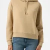 Beiges Damen-Sweatshirt aus Fleece-Baumwolle mit Kapuze Mindy