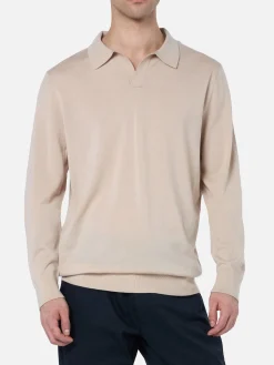 Beiges Poloshirt Covent aus Merinowolle für Herren