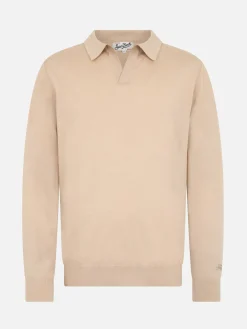 Beiges Poloshirt Covent aus Merinowolle für Herren