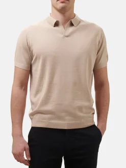 Beiges Poloshirt Owen aus Merinowolle für Herren