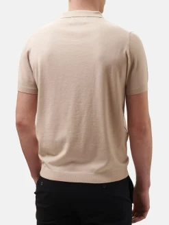 Beiges Poloshirt Owen aus Merinowolle für Herren