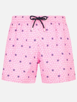 Bequeme Herren-Badeshorts aus leichtem Stoff mit Seestern-Print