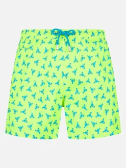 Bequeme Herren-Badeshorts aus leichtem Stoff mit Hummer-Print