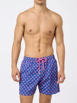 Bequeme Herren-Badeshorts aus leichtem Stoff mit Krabbenaufdruck