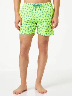 Bequeme Herren-Badeshorts aus leichtem Stoff mit Hummer-Print