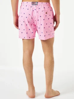 Bequeme Herren-Badeshorts aus leichtem Stoff mit Seestern-Print