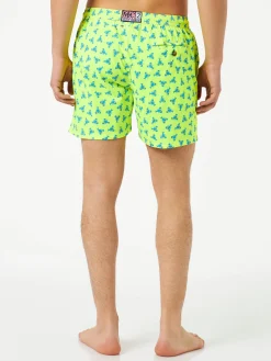 Bequeme Herren-Badeshorts aus leichtem Stoff mit Hummer-Print