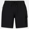 Bequeme und elastische Herren-Badeshorts in Schwarz