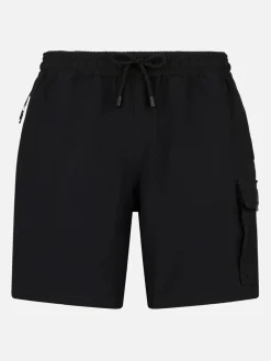 Bequeme und elastische Herren-Badeshorts in Schwarz