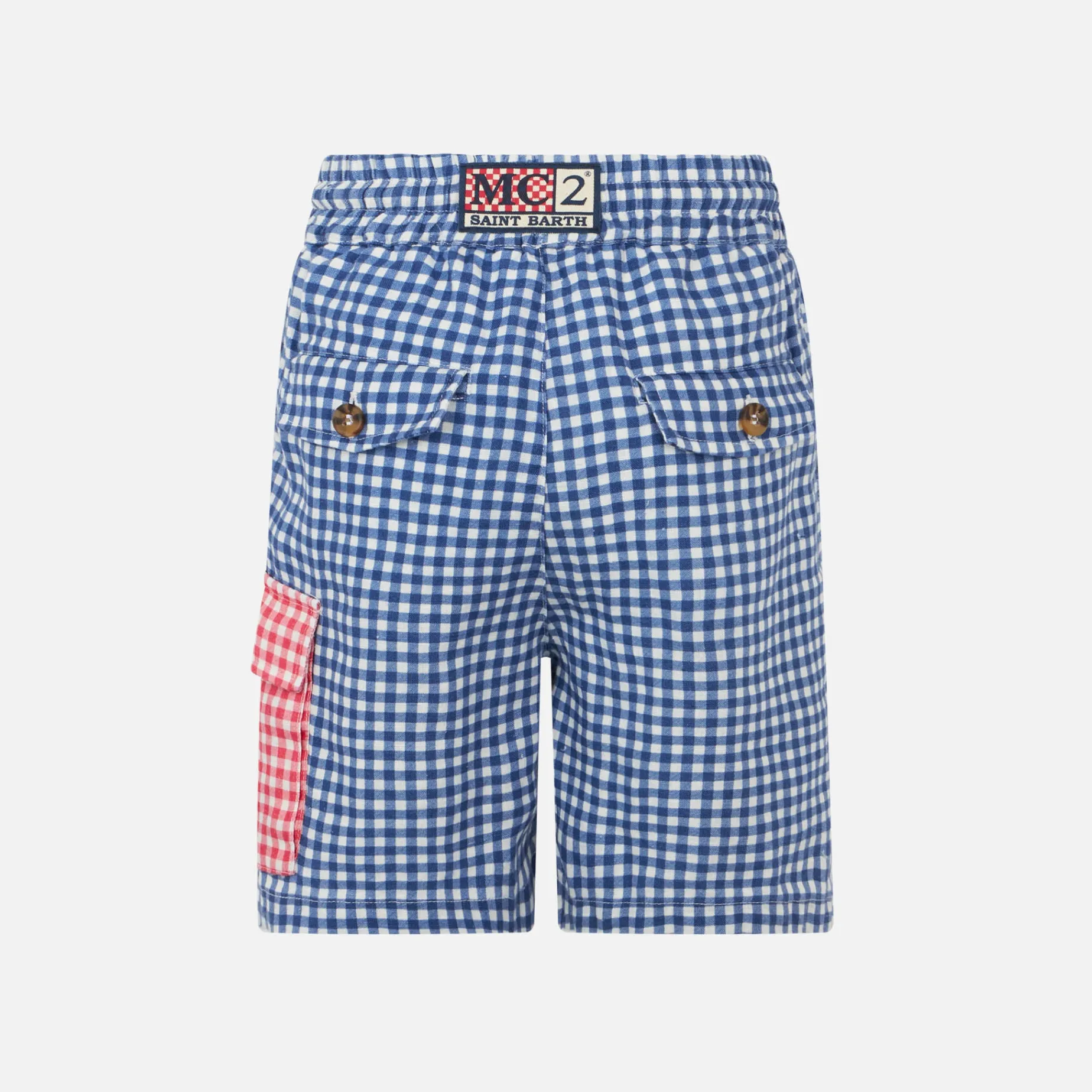 Bermudashorts aus Leinen in Vichy-Blau