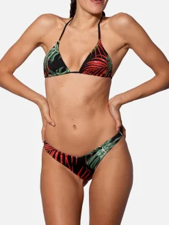 Bikini mit tropischem Blätter-Jumbo-Print und frecher Badehose