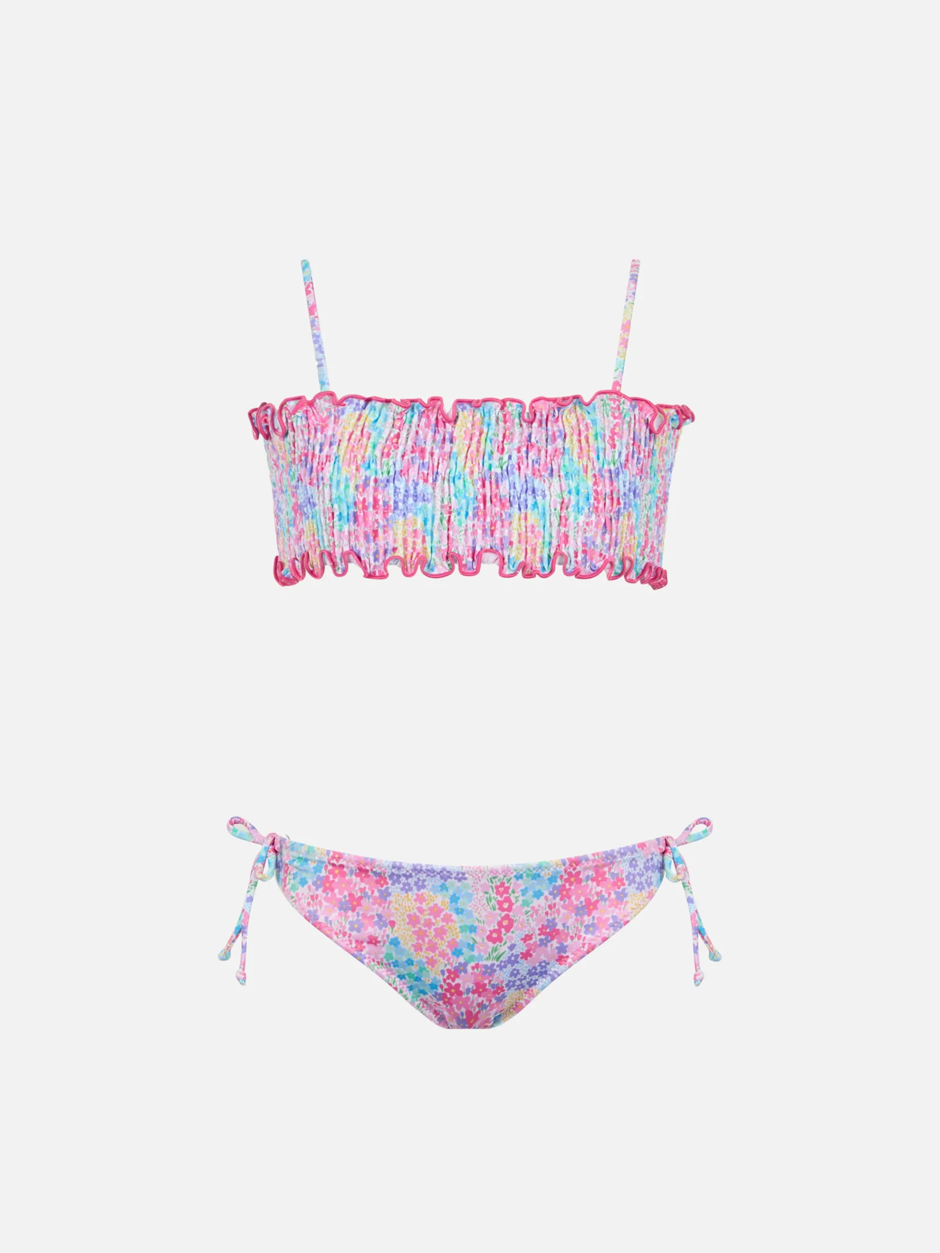 Bikini Tilly mit gesmokten Spitzenstickereien und Blumenprint für Mädchen